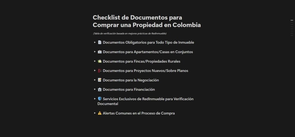 Checklist de Documentos para Comprar una Propiedad en Colombia